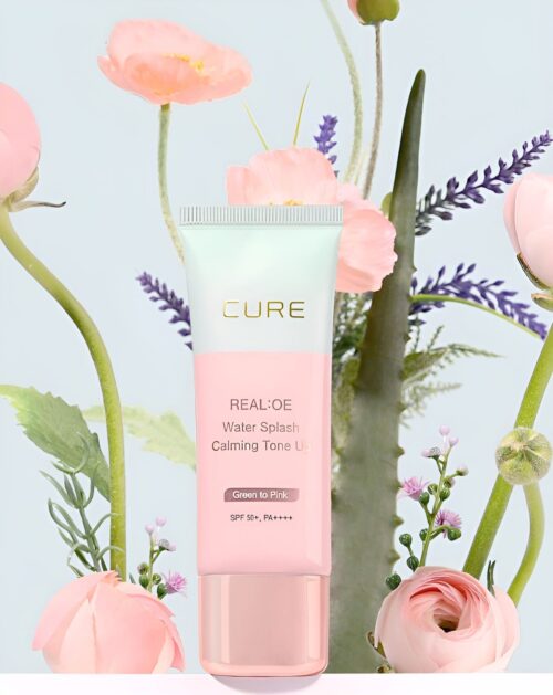 CURE Realoe Water Splash Calming Tone-Up Sun Cream SPF50+ PA++++ 40g Green to Pink - EmpressKorea