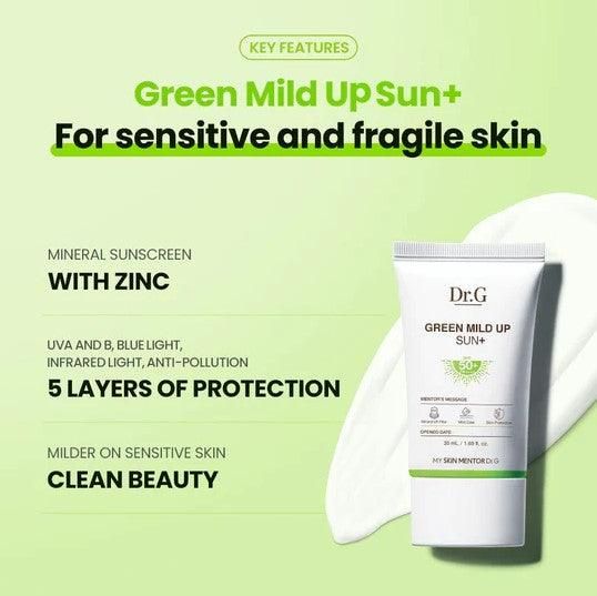 Dr.G Green Mild Up Sun+ SPF 50+ PA++++ 50ml - EmpressKorea