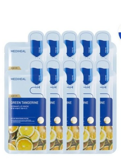 MEDIHEAL Derma Plus Green Tangerine Mask 10 sheets*22ml - EmpressKorea