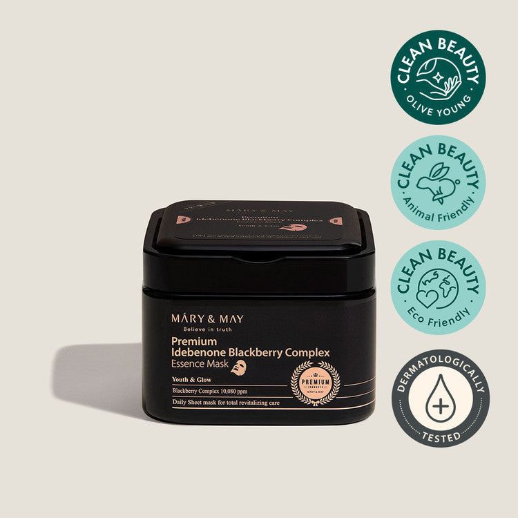 Mary&May Premium Idebenone Blackberry Complex Essence Mask 20pcs 250g - EmpressKorea