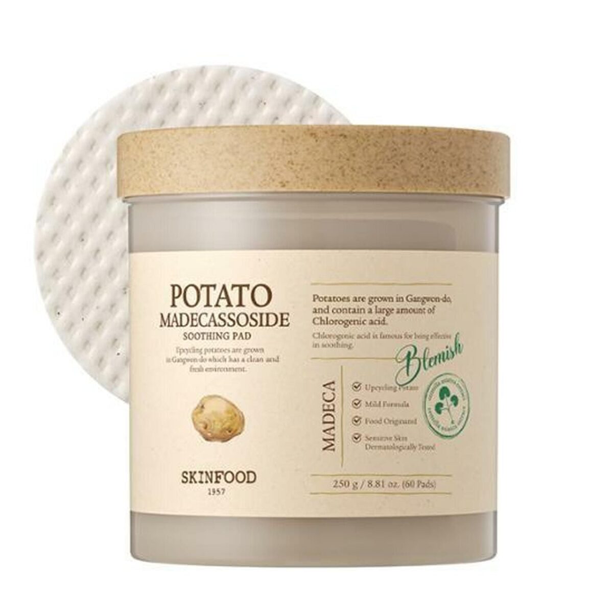 SKINFOOD Potato Madecassoside Soothing Pad 60pcs - EmpressKorea