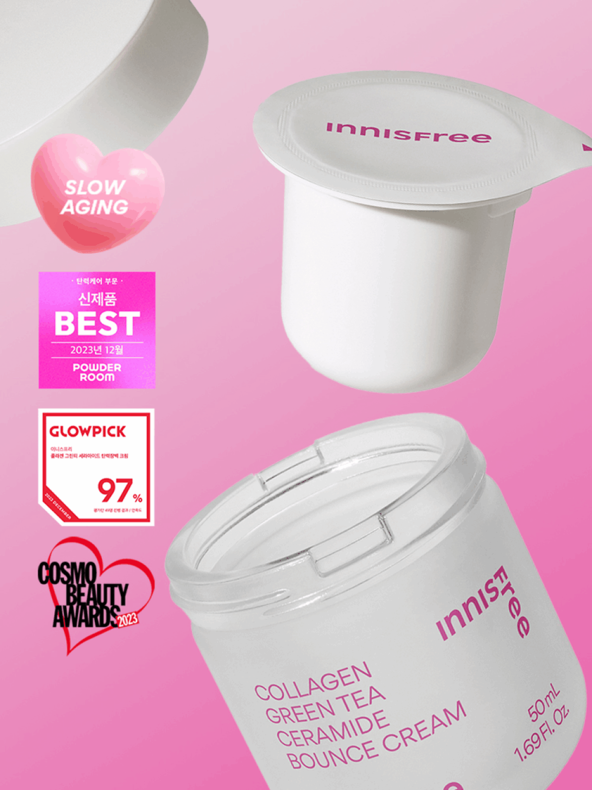 innisfree Collagen Green Tea Ceramide Bounce Cream 50ml - EmpressKorea