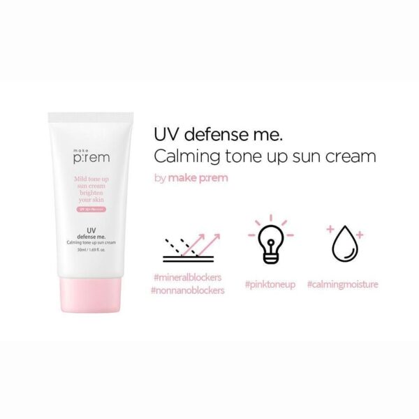 make p:rem UV Defense Me. Calming Tone Up Sun Cream SPF 50+ PA++++ 50ml - EmpressKorea