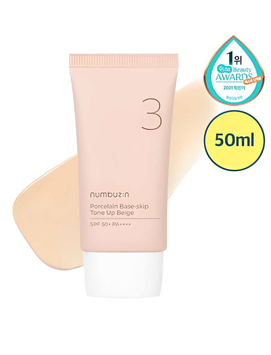 5_1_caa873e5-faeb-428e-9354-04a44107f638 numbuzin No.3 Porcelain Base Skip Tone Up Beige SPF50+ PA++++ 50ml - Makeup - SKU: 8322868314357