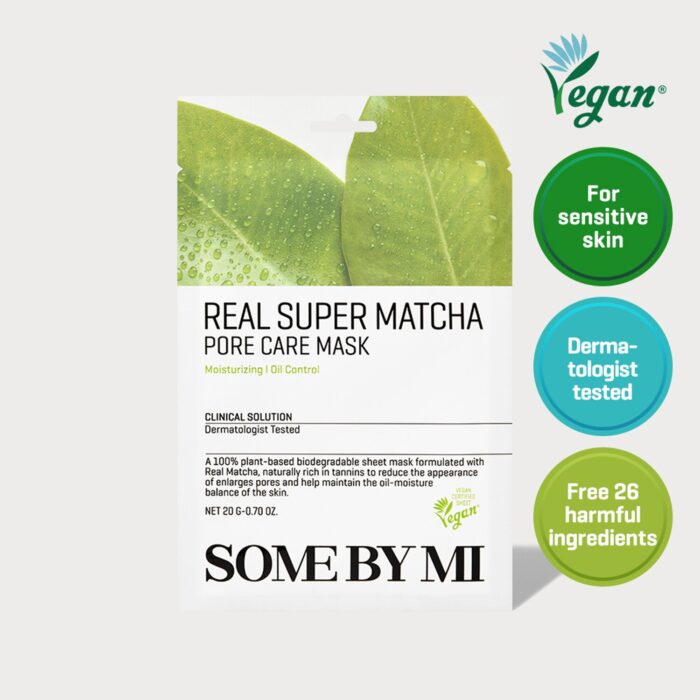 SOME BY MI Real Super Matcha Pore Care Mask Sheet 20g*10pcs - Image 1